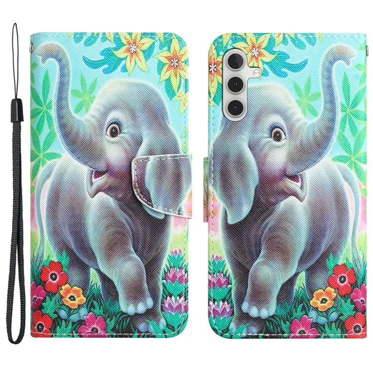 For Samsung Galaxy A05s 4G Phone Case Pattern Folding Stand PU Leather Cover