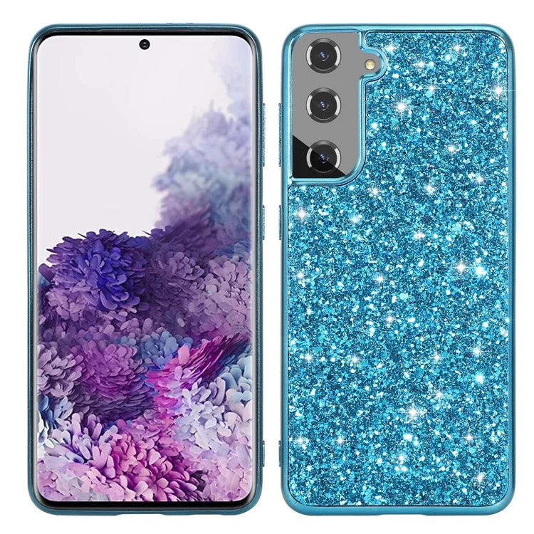For Samsung Galaxy S24+ Case Glittering Sequins TPU Frame + PC Back Phone Cover