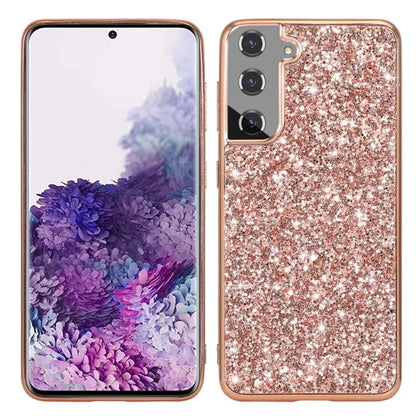 For Samsung Galaxy S24+ Case Glittering Sequins TPU Frame + PC Back Phone Cover
