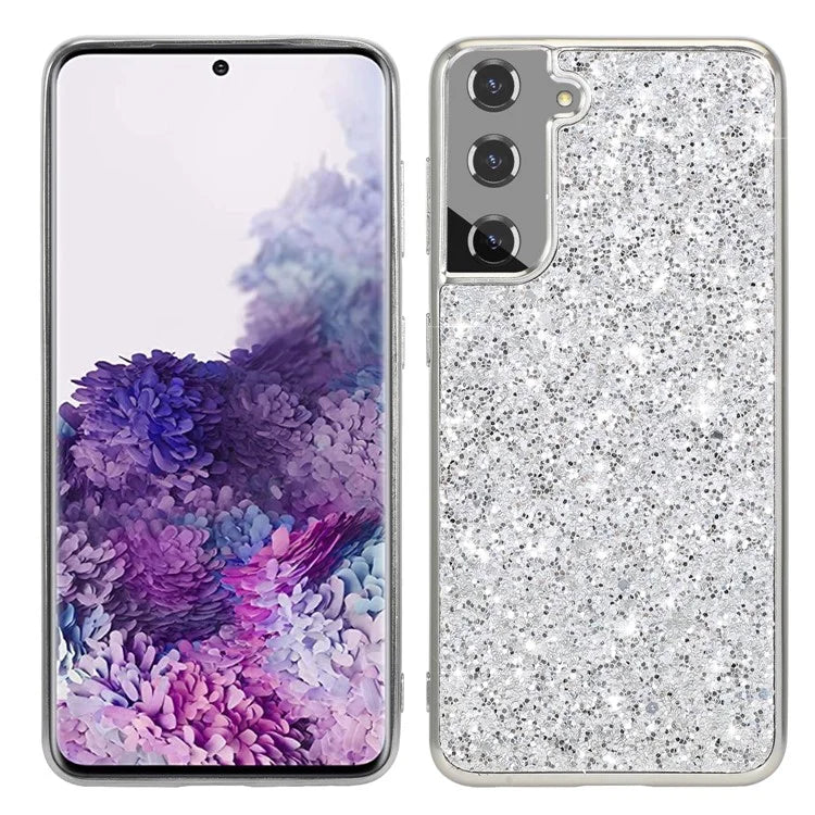 For Samsung Galaxy S24+ Case Glittering Sequins TPU Frame + PC Back Phone Cover