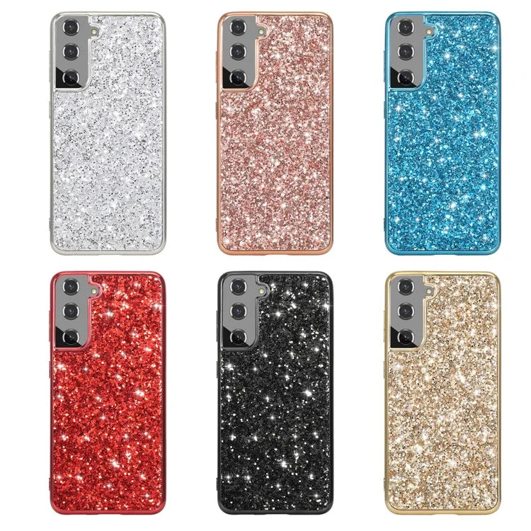 For Samsung Galaxy S24+ Case Glittering Sequins TPU Frame + PC Back Phone Cover