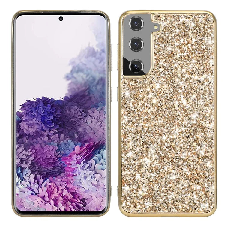 For Samsung Galaxy S24+ Case Glittering Sequins TPU Frame + PC Back Phone Cover
