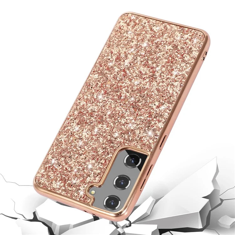 For Samsung Galaxy S24+ Case Glittering Sequins TPU Frame + PC Back Phone Cover