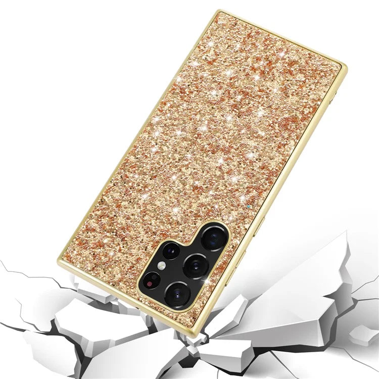 For Samsung Galaxy S24 Ultra Cell Phone Case Electroplating TPU Frame + PC Back Protective Shell