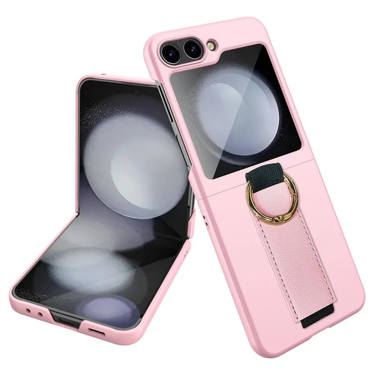 For Samsung Galaxy Z Flip5 5G Ring Holder Case Hard PC Phone Cover with Small Screen Protector