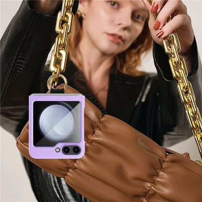 For Samsung Galaxy Z Flip5 5G Ring Holder Case Hard PC Phone Cover with Small Screen Protector