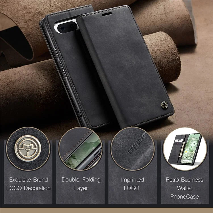 CASEME 013 Series For Google Pixel 8a Magnetic Case Anti-scratch PU Leather Phone Wallet Cover