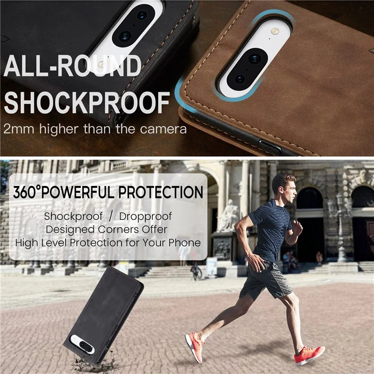 CASEME 013 Series For Google Pixel 8a Magnetic Case Anti-scratch PU Leather Phone Wallet Cover