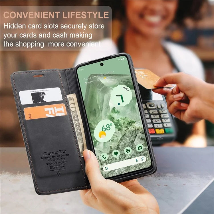 CASEME 013 Series For Google Pixel 8a Magnetic Case Anti-scratch PU Leather Phone Wallet Cover
