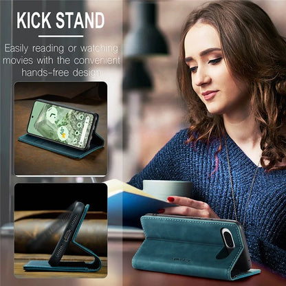 CASEME 013 Series For Google Pixel 8a Magnetic Case Anti-scratch PU Leather Phone Wallet Cover