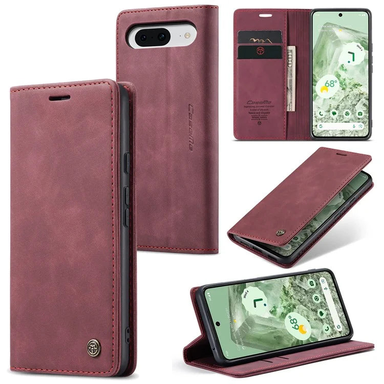 CASEME 013 Series For Google Pixel 8a Magnetic Case Anti-scratch PU Leather Phone Wallet Cover