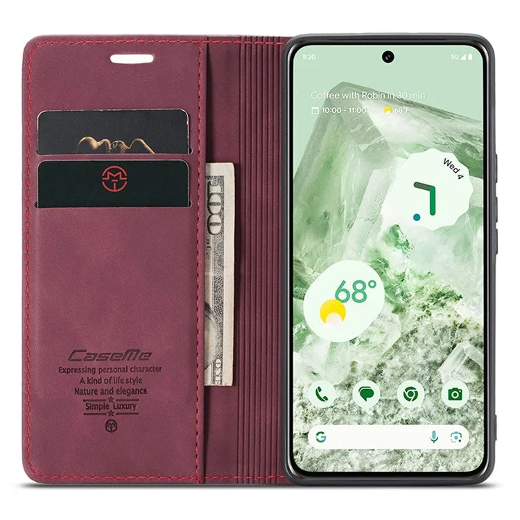 CASEME 013 Series For Google Pixel 8a Magnetic Case Anti-scratch PU Leather Phone Wallet Cover