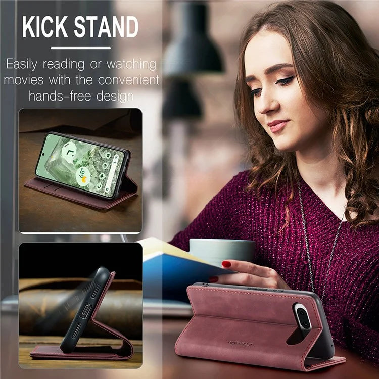 CASEME 013 Series For Google Pixel 8a Magnetic Case Anti-scratch PU Leather Phone Wallet Cover