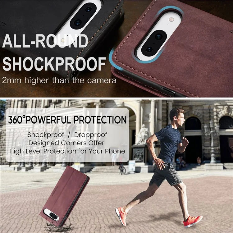 CASEME 013 Series For Google Pixel 8a Magnetic Case Anti-scratch PU Leather Phone Wallet Cover