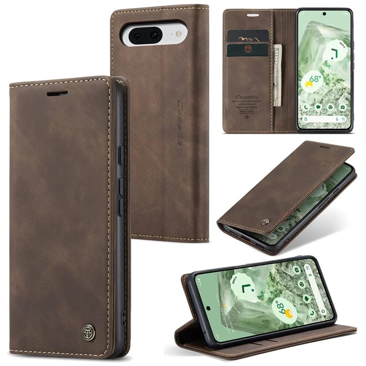 CASEME 013 Series For Google Pixel 8a Magnetic Case Anti-scratch PU Leather Phone Wallet Cover