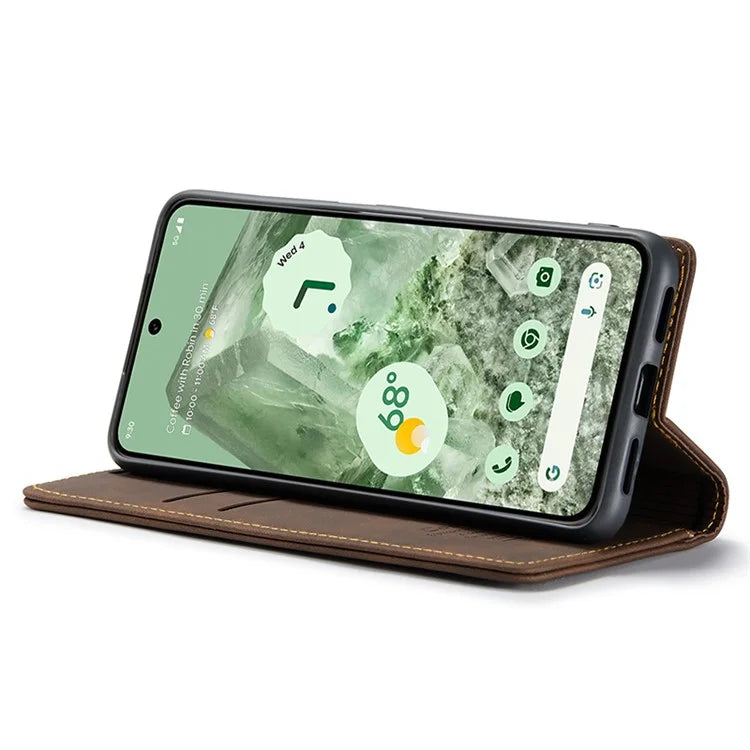 CASEME 013 Series For Google Pixel 8a Magnetic Case Anti-scratch PU Leather Phone Wallet Cover