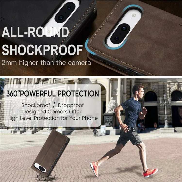 CASEME 013 Series For Google Pixel 8a Magnetic Case Anti-scratch PU Leather Phone Wallet Cover