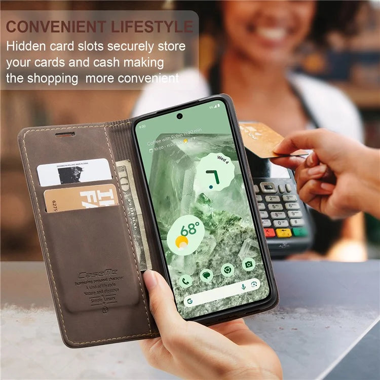 CASEME 013 Series For Google Pixel 8a Magnetic Case Anti-scratch PU Leather Phone Wallet Cover