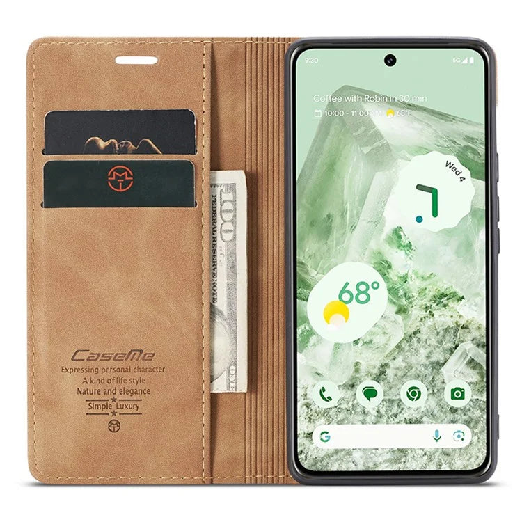 CASEME 013 Series For Google Pixel 8a Magnetic Case Anti-scratch PU Leather Phone Wallet Cover