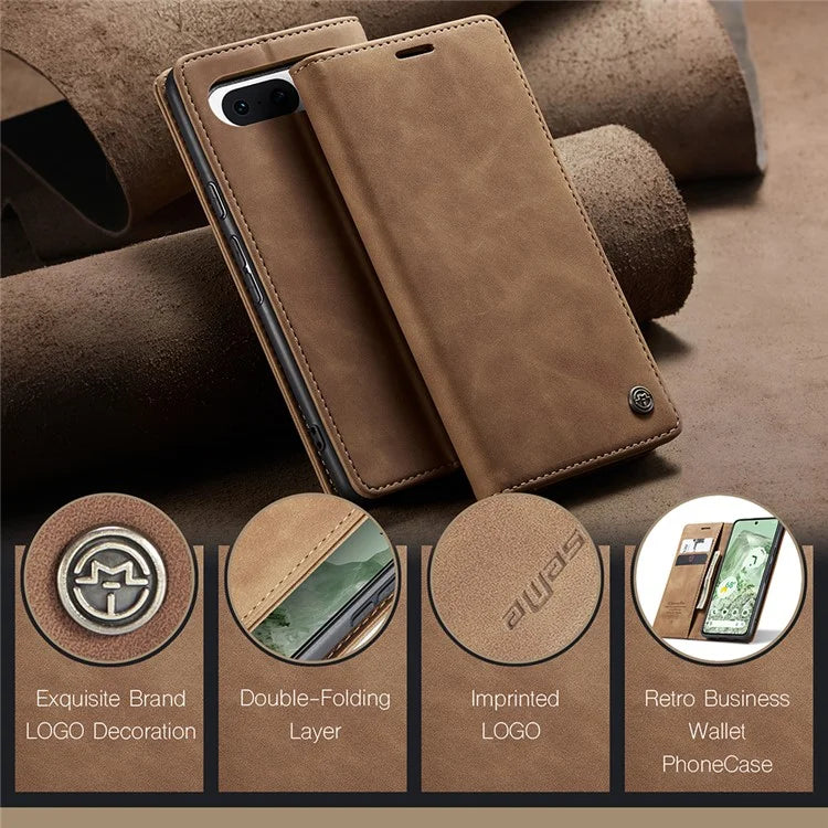 CASEME 013 Series For Google Pixel 8a Magnetic Case Anti-scratch PU Leather Phone Wallet Cover