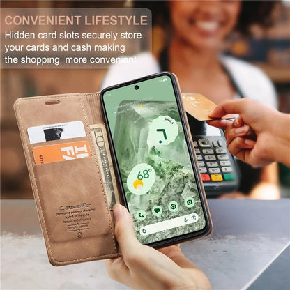 CASEME 013 Series For Google Pixel 8a Magnetic Case Anti-scratch PU Leather Phone Wallet Cover