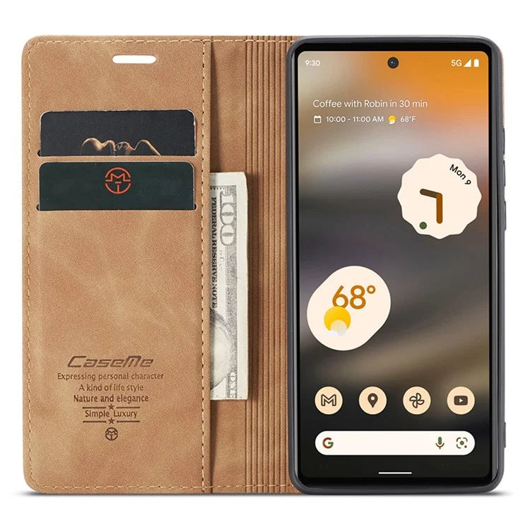 CASEME 013 Series For Google Pixel 6a Case PU Leather Flip Stand Phone Protector
