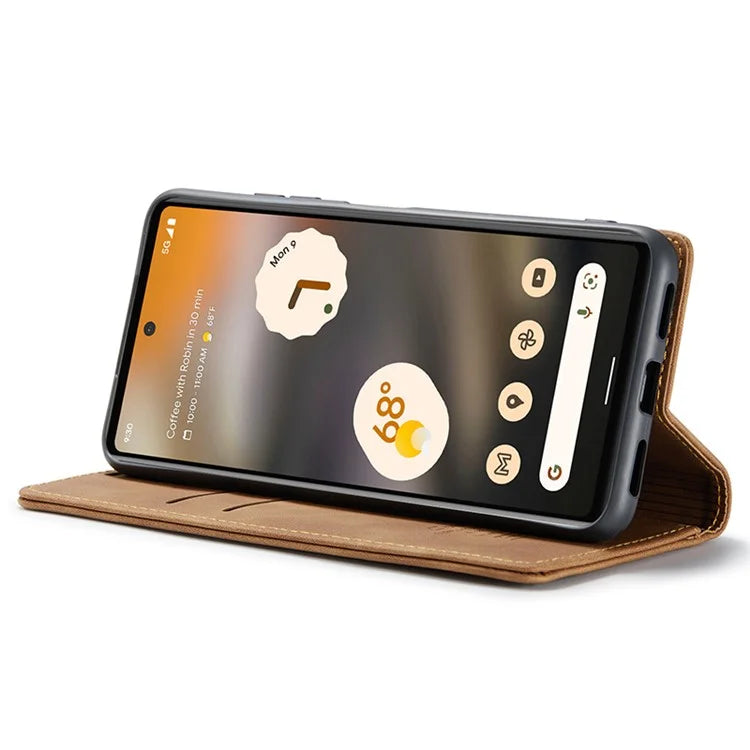 CASEME 013 Series For Google Pixel 6a Case PU Leather Flip Stand Phone Protector