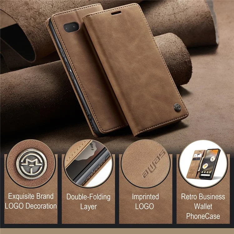 CASEME 013 Series For Google Pixel 6a Case PU Leather Flip Stand Phone Protector