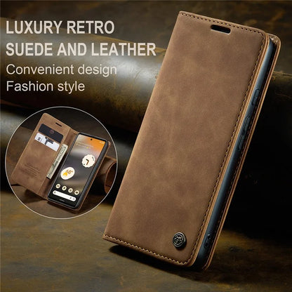 CASEME 013 Series For Google Pixel 6a Case PU Leather Flip Stand Phone Protector