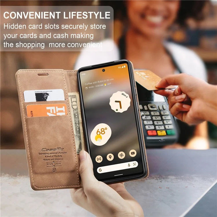 CASEME 013 Series For Google Pixel 6a Case PU Leather Flip Stand Phone Protector