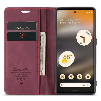 CASEME 013 Series For Google Pixel 6a Case PU Leather Flip Stand Phone Protector
