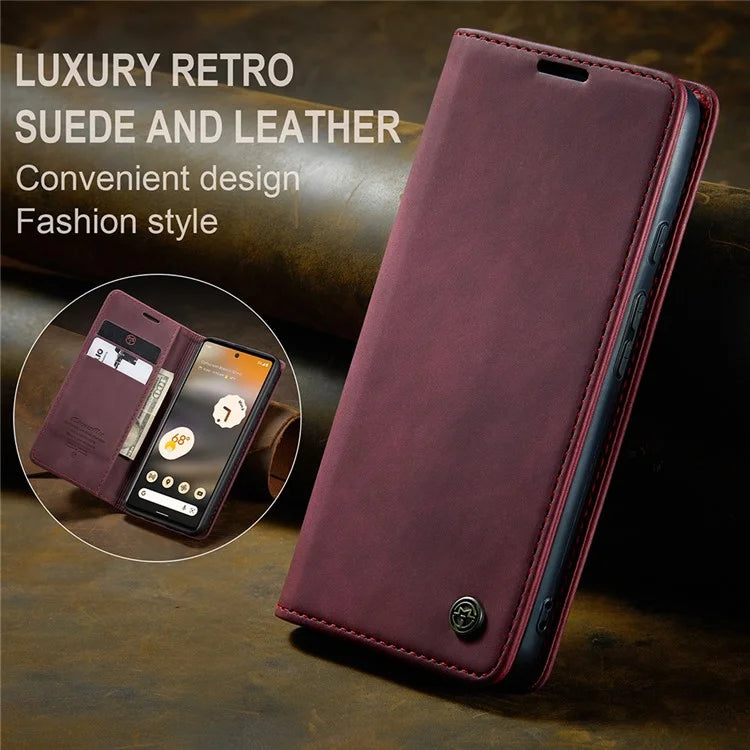 CASEME 013 Series For Google Pixel 6a Case PU Leather Flip Stand Phone Protector
