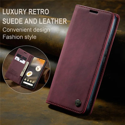 CASEME 013 Series For Google Pixel 6a Case PU Leather Flip Stand Phone Protector