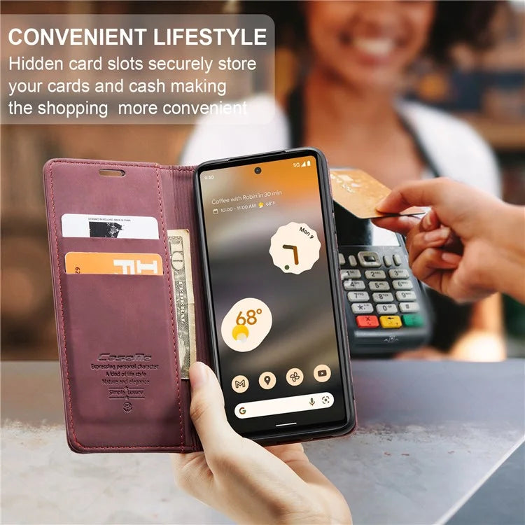 CASEME 013 Series For Google Pixel 6a Case PU Leather Flip Stand Phone Protector