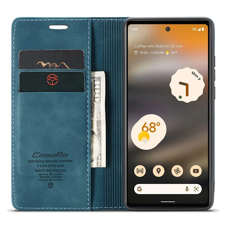 CASEME 013 Series For Google Pixel 6a Case PU Leather Flip Stand Phone Protector