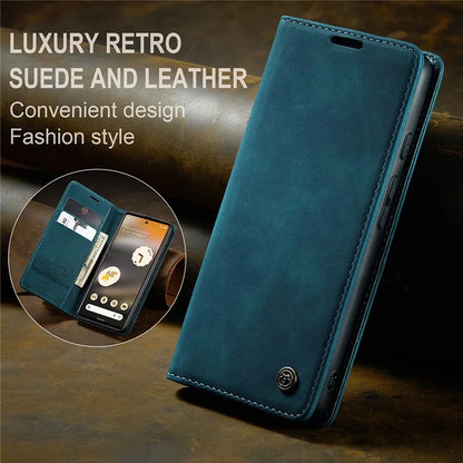 CASEME 013 Series For Google Pixel 6a Case PU Leather Flip Stand Phone Protector