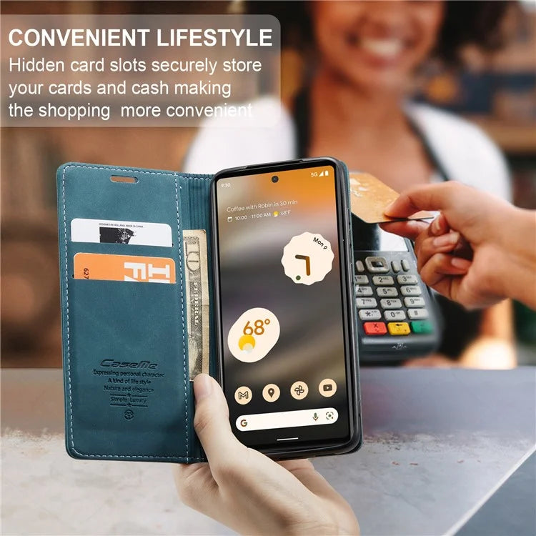 CASEME 013 Series For Google Pixel 6a Case PU Leather Flip Stand Phone Protector