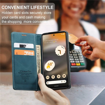 CASEME 013 Series For Google Pixel 6a Case PU Leather Flip Stand Phone Protector
