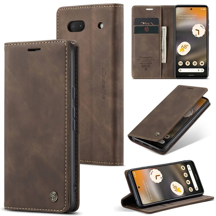 CASEME 013 Series For Google Pixel 6a Case PU Leather Flip Stand Phone Protector