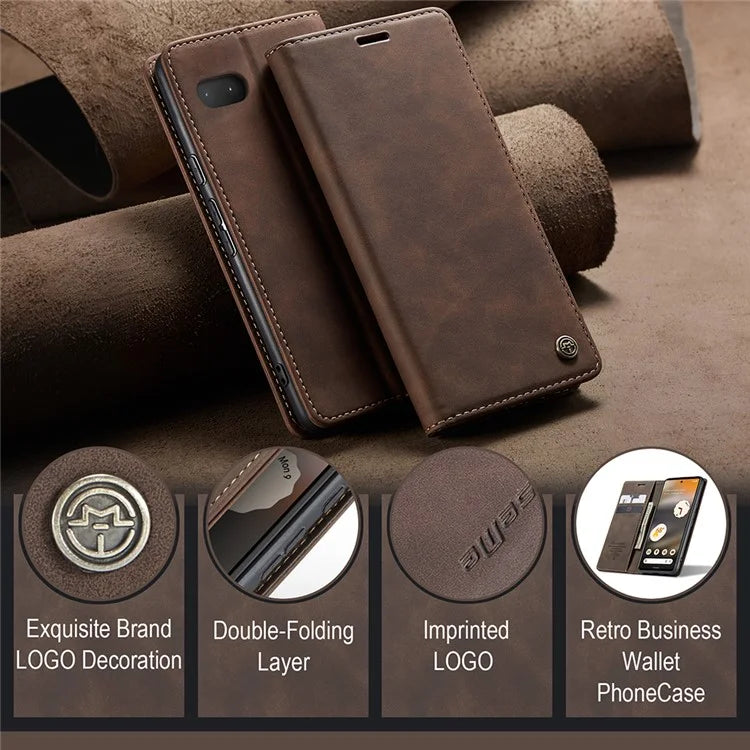 CASEME 013 Series For Google Pixel 6a Case PU Leather Flip Stand Phone Protector