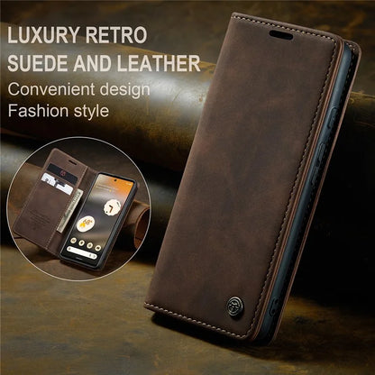 CASEME 013 Series For Google Pixel 6a Case PU Leather Flip Stand Phone Protector