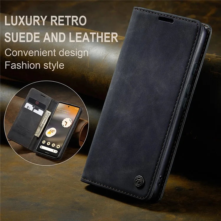 CASEME 013 Series For Google Pixel 6a Case PU Leather Flip Stand Phone Protector