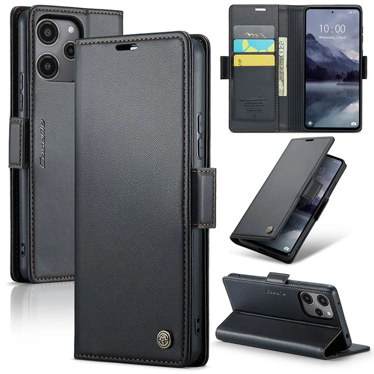 CASEME 023 Series For Xiaomi Redmi 12 4G / 12 5G (Global) / Redmi Note 12R 5G / Poco M6 Pro 5G Case Glossy Litchi Texture Cover