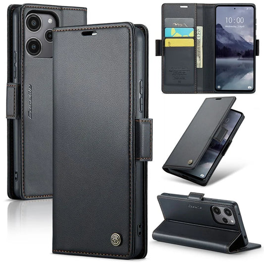 CASEME 023 Series For Xiaomi Redmi 12 4G / 12 5G (Global) / Redmi Note 12R 5G / Poco M6 Pro 5G Case Glossy Litchi Texture Cover