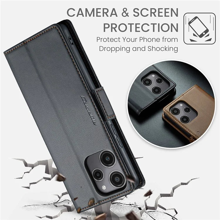 CASEME 023 Series For Xiaomi Redmi 12 4G / 12 5G (Global) / Redmi Note 12R 5G / Poco M6 Pro 5G Case Glossy Litchi Texture Cover