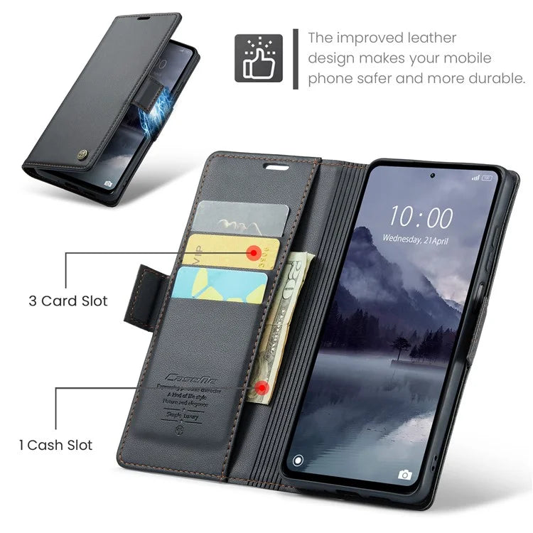 CASEME 023 Series For Xiaomi Redmi 12 4G / 12 5G (Global) / Redmi Note 12R 5G / Poco M6 Pro 5G Case Glossy Litchi Texture Cover