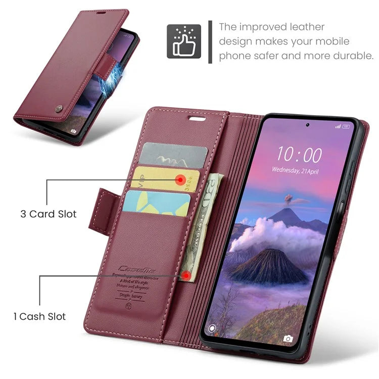 CASEME 023 Series For Xiaomi Redmi 12 4G / 12 5G (Global) / Redmi Note 12R 5G / Poco M6 Pro 5G Case Glossy Litchi Texture Cover