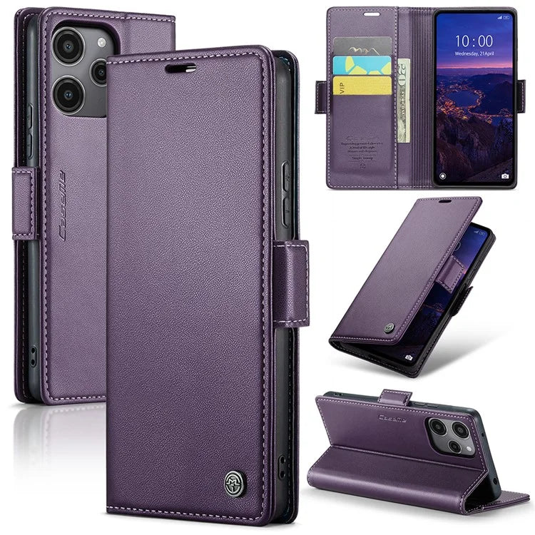 CASEME 023 Series For Xiaomi Redmi 12 4G / 12 5G (Global) / Redmi Note 12R 5G / Poco M6 Pro 5G Case Glossy Litchi Texture Cover
