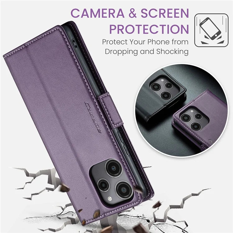 CASEME 023 Series For Xiaomi Redmi 12 4G / 12 5G (Global) / Redmi Note 12R 5G / Poco M6 Pro 5G Case Glossy Litchi Texture Cover