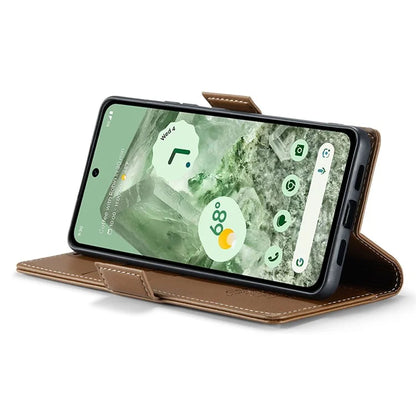 CASEME 023 Series For Google Pixel 8a Cell Phone Case Glossy Leather RFID Blocking Wallet Cover
